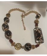 Natasha Large Beaded Necklace Animal Print NEW - $88.11