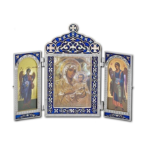7 1/4&quot; Virgen María de Jerusalén y Arcángeles Esmalte Tríptico Griego... - £23.30 GBP