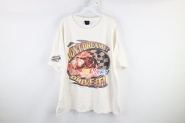 Vintage 90s NASCAR Mens 2XL Distressed Silicon Motor Speedway T-Shirt White - $49.45