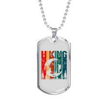 Camper Necklace Hiking Moon White Necklace Stainless Steel or 18k Gold Dog Tag  - £37.31 GBP+