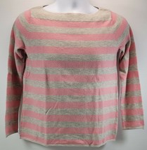 MM) GAP Women&#39;s Pink Gray Striped Sweater Small Wool Blend - $7.91