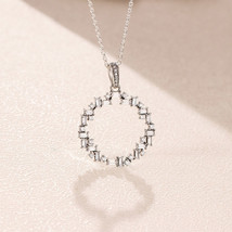 925 Sterling Silver Link Chain Sparkling Dangle Pendant Necklace - $23.88