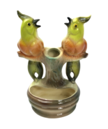 Vtg Cockatiel Birds Planter Ceramic MCM Green and Orange 6.5&quot; Made in US... - £33.62 GBP