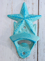 Cast Iron Rustic Beach Blue Nautical Marine Sea Star Starfish Wall Bottl... - £11.00 GBP
