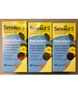 Qty-3 Senokot-S Dual Action Natural Vegetable Laxative 60 Tablets Each - $78.08 CAD