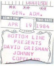 Vintage David Grisman Johnny Copeland Ticket Stumpf April 19 1984 Unten Line Ny - $49.40