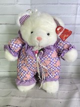 Vintage 1997 Anco Teddy Bear Plush Stuffed Animal Pink Hearts Purple Valentines - £29.81 GBP