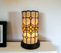 11&quot; Brown and Beige Mosaic Tile Stained Glass Accent Lamp - $170.06