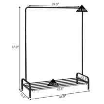 Heavy Duty Clothes Stand Rack with Top Rod and Lower Storage Shelf - Color: Blac - £71.30 GBP