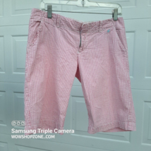 Old Navy Womens Shorts Size 8 Bermuda Pinstripe Pink White Pocket Coasta... - £11.70 GBP