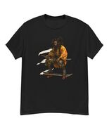 Black man with dreads on skateboard in samurai uniform black T-shirt  - $11.88+