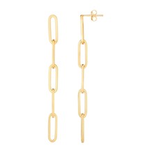 14 Karat Yellow Gold Paperclip Dangle Earrings - £297.52 GBP