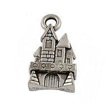 4 Castle Charms Antiqued Silver Fairy Tale Pendants Medieval 21mm Haunted  - £2.87 GBP