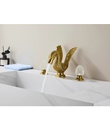 Gold Swan Crystal 3 Holes luxury Style widespread sink Faucet Villa Tap - €828,99 EUR
