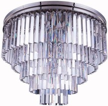 Flush-Mount Light SYDNEY Transitional 9-Light Mocha Brown Royal-Cut Crystal - £1,118.29 GBP