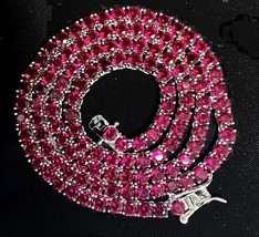 30Ct Lab-Created Rhodilite Garnet Tennis Necklace in 14K White Gold Over 925-18&quot; - £236.08 GBP