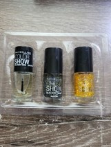 Maybelline Color Show Deluxe 3 Pack Nail Polish New Black To Black - £9.20 GBP