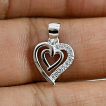 925 Sterling Silver Cubic Zirconia Heart Handmade Pendant Her Fest Gift PS-2264 - £19.31 GBP