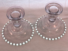 Pair Vintage Crystal Candlewick Candlesticks Imperail Elegant Glass Mint - $24.99