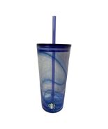 Starbucks Recycled Glass Blue Swirl Cold Cup Tumbler Grande 18 oz New - $28.49