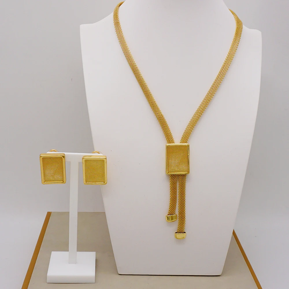 Exquisite Italian Dubai Gold Color Plated Jewelry Sets Wedding Bridal Gifts Neck - £55.61 GBP