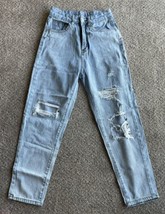 Shein Women&#39;s Jeans Distressed Girlfriend Jeans Pants Hight Waist Straight Sz XS - £15.47 GBP