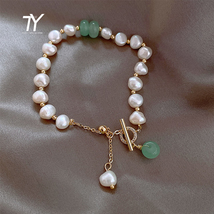 Baroque Green Crystal Natural  Bracelet Korean Fashion Jewelry Wedding Girls Ele - £11.65 GBP