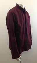 Guess Men&#39;s XXL Burgundy Red Striped  Cotton Long  Sleeve   Casual Shirt - $12.86