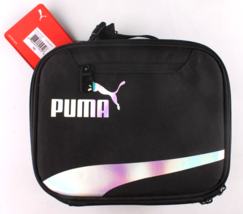 Puma Black Silver Iridescent Formstripe Insulated Lunch Bag Lunchbox Cat - EUC - £10.44 GBP
