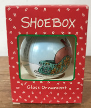 Vintage 1992 Hallmark Shoebox Glass Hippy Santa Reindeer Christmas Ornament - $24.99