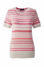 Lands End Women&#39;s SS Jacquard Crew Sweater Vintage Birch Heather Fairisl... - £15.97 GBP