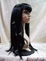 Black Vampiress Wig Widows Peak bangs Gothic Vampire Madame Morticia Add... - $18.94 CAD