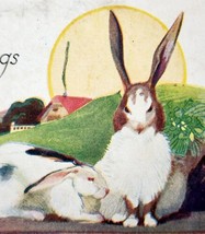 Easter Greetings 1910-21 Postcard Springtime Rabbits Farm Sunrise Scene PCBG6E - £15.71 GBP
