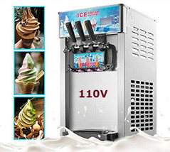 110V 3 Flavor Soft Serve Ice Cream Machine Frozen Cone Yogurt Maker 16-1... - £1,000.35 GBP
