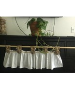 Natural Burlap Rod Pocket Opening/White Muslin Victorian Style Valance C... - £19.39 GBP