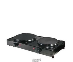 Aroma Double-Burner Hot Plate Two Cast Iron Burners 3-Temp 14.3"Lx10.4"Dx3.5"H - £37.96 GBP