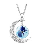 1 Sonic The Hedgehog Moon Crescent Glass Cabochon Pendant Necklace #1 - £7.86 GBP