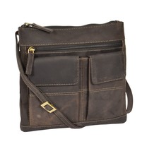 DR369 Women&#39;s Soft Leather Flight Sling Bag Oil Brown - £22.09 GBP