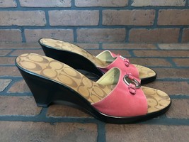 Coach Eliza Pink Leather Slippers Size 10 Made In Italy - £31.19 GBP
