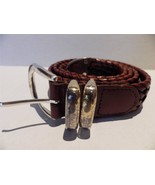 Fossil Woven Brown Leather Belt with Nickel Metal Size 32 Unisex - £17.12 GBP