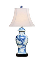 Blue and White Jar Porcelain Lamp 22&quot; - £169.75 GBP