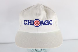 Vintage 90s Distressed Spell Out Chicago Cubs Baseball Snapback Hat Cap White - $34.60