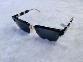 Gucci 0FG0603S 001 55/16 Square Frame Acetate Metal Black Gold Shine Sunglasses - £303.69 GBP