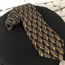 JZ Richards For Nordstrom NEW Silk Tie Autumn Feathers Print Orange Green Rust - £7.39 GBP