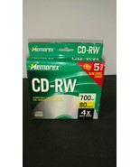 Memorex CD-RW Rewritable 5 Pack 4x 700MB 80 Minutes Slim Jewel Case NEW  - £8.64 GBP