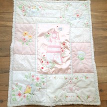 Disney Baby Blanket Princess Castle pink satin Quilt Comforter Little Dreamer - £33.57 GBP