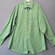 Van Heusen Men Shirt Size XL Green Preppy Poplin Classic Long Sleeve Button Up - £10.04 GBP