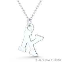 Initial Letter &quot;K&quot; 23x13mm (0.9in x 0.5in) Charm Pendant in .925 Sterling Silver - £10.92 GBP+