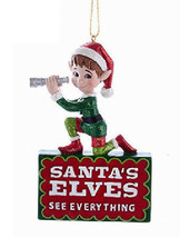 Ksa Resin Naughty Elf &quot;Santa&#39;s Elves See Everything&quot; Christmas Ornament - £9.34 GBP