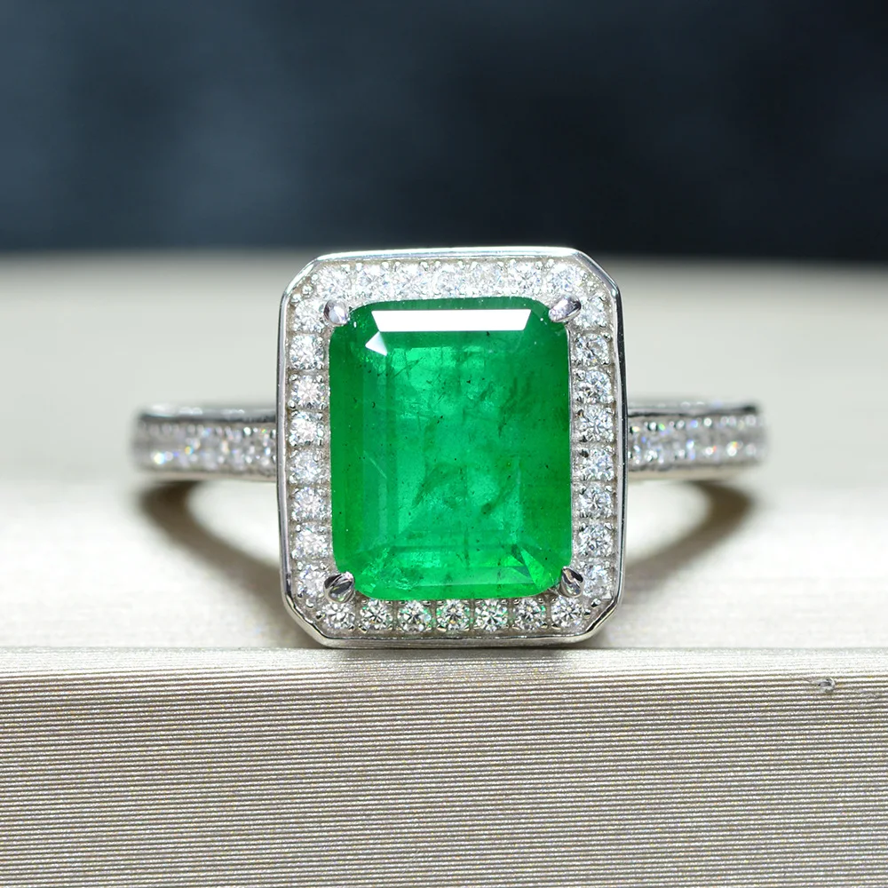  3ct Emerald  Ring  Original 925  silver Engagement Wedding band Rings for Women - £55.59 GBP